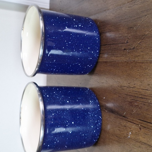 Speckled Blue Enamel Mugs Set - Picture 3 of 5